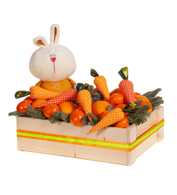 Подарочное кашпо Зайчонок с морковками – фото № 4