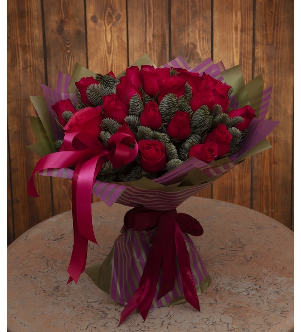 Bouquet-solo of Cherry roses (15,25,35,51 or 75) – photo #1