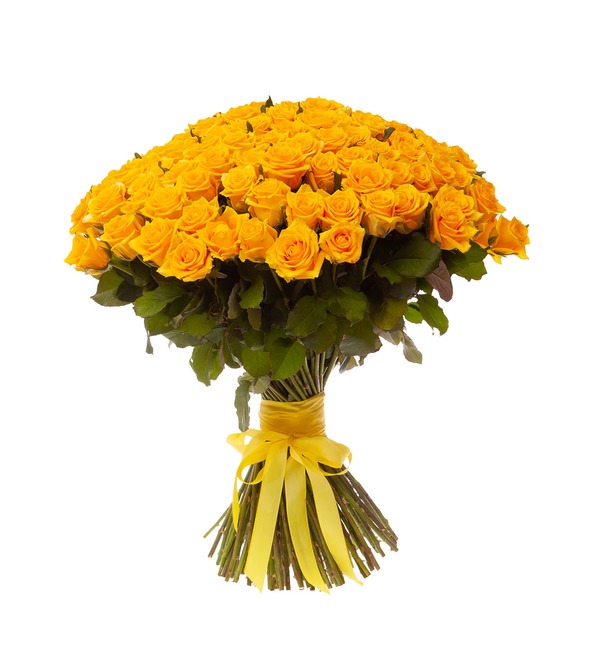 Букет-соло жёлтых роз (15,25,35,51,75 или 101) – фото № 4