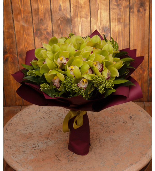 Букет-соло зелёных орхидей (15,25,35,51,75 или 101) – фото № 1