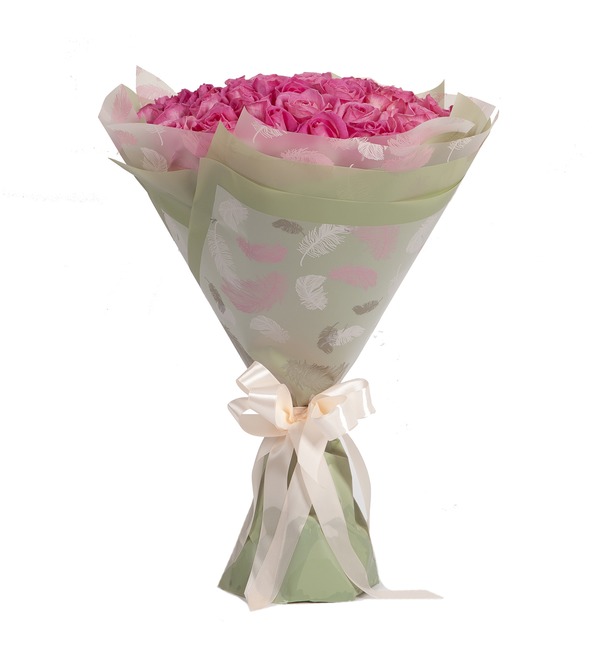 Букет-соло Розовые розы (15,25,35,51,75,101 или 151) MCS19 SAN – фото № 4