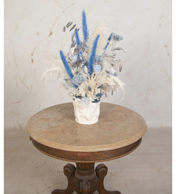 Композиция из стабилизированных цветов и сухоцветов Серебряная лошадь – фото № 4