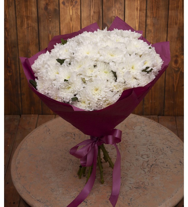 Букет-соло белых хризантем (9,15,25,35,51,75 или 101) – фото № 1