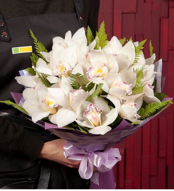 Букет-соло Белые орхидеи (15,25,35,51,75,101 или 151) – фото № 1