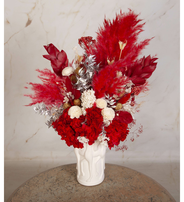 Композиция из стабилизированных цветов и сухоцветов Изящные кони – фото № 3