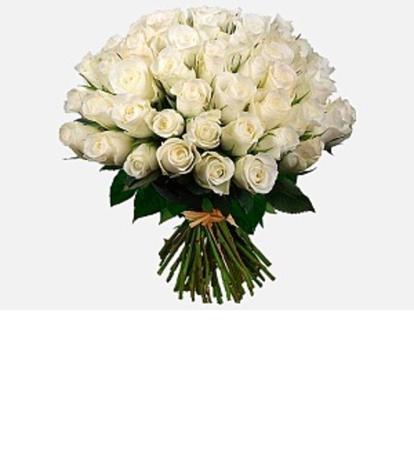 Букет из 51 белой розы высотой 60 см. KZRB516 DZH – фото № 1