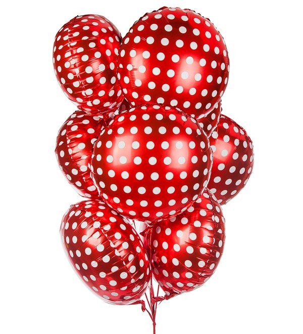 Букет шаров Горошек на красном (7 или 15 шаров) – фото № 1