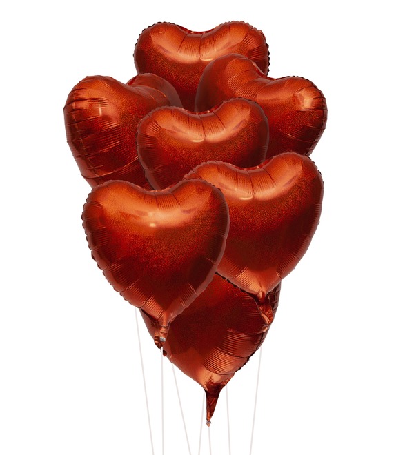 Букет шаров Оранжевые сердца (7 или 15 шаров) – фото № 1
