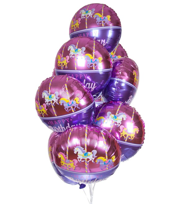 Букет шаров С Днём Рождения! (Карусель) (9 или 18 шаров) – фото № 1