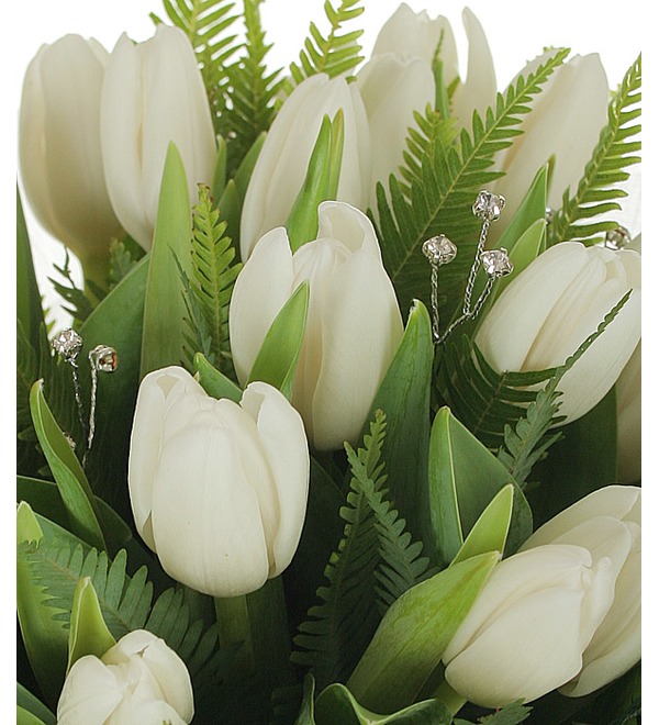 Букет из белых тюльпанов Снежное лето UA Wn2060 IZM – фото № 5