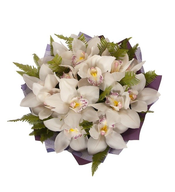 Букет-соло Белые орхидеи (15,25,35,51,75,101 или 151) – фото № 4