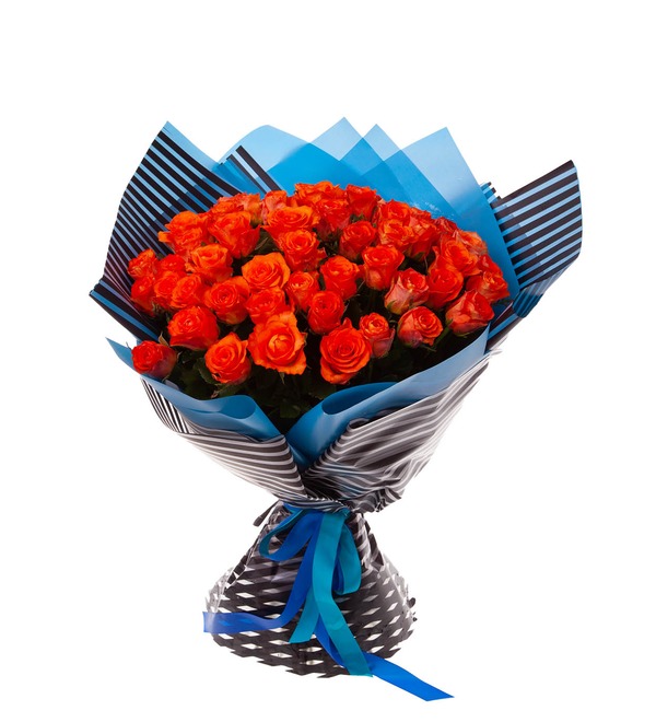 Bouquet-solo of orange roses (25,51,75 or 101) – photo #5