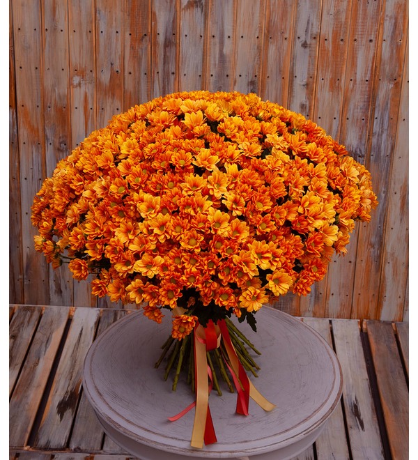 Букет-соло оранжевых хризантем (15,25,51,75 или 101) – фото № 1