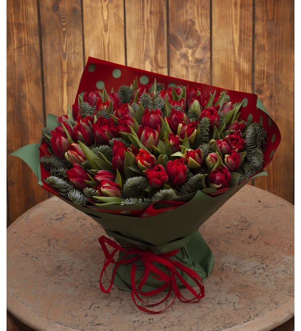 Букет-соло пионовидных тюльпанов Robinho (15,25,35,51,75,101 или 151) – фото № 1