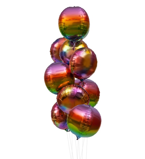 Bouquet of balloons Rainbow overflows (11 or 21 balloons) – photo #1