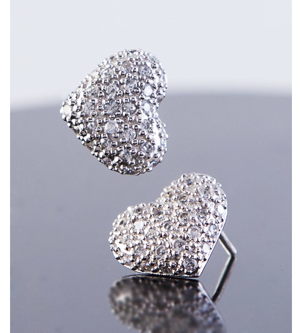 Серьги из серебра с фианитами Сверкающее сердце R25449 SAN – фото № 1