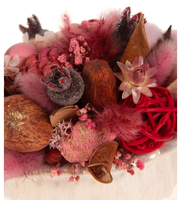 Composition of stabilized flowers and dried flowers Shell – photo #2