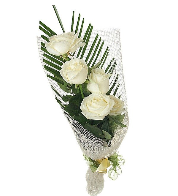 Букет из 5 белых роз Свежесть весны – фото № 4