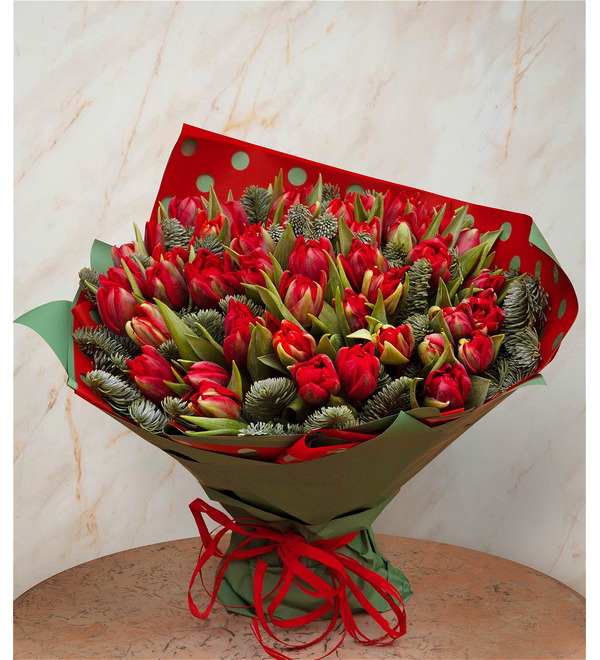 Bouquet-solo of Robinho Tulips (15,25,35,51,75,101 or 151) – photo #1