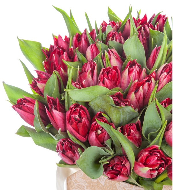 Pion-shaped tulips Robinho in a vase – photo #2