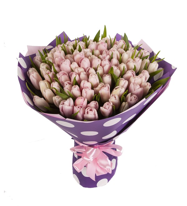 Букет-соло Розовые тюльпаны (25,51,75 или 101) – фото № 5