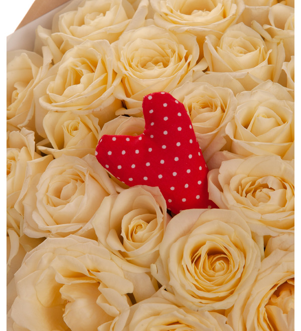 Букет-соло белых роз Сердечки (15,25,35,51,75 или 101) – фото № 2