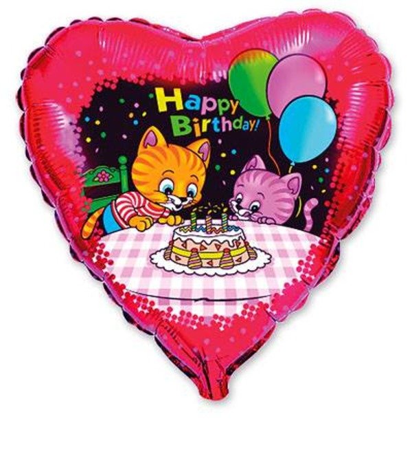 Воздушный шар Happy Birthday (Котята с тортом) SM2467 SAN – фото № 1