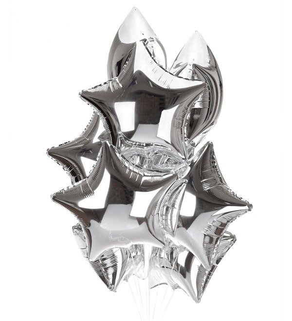 Bouquet of balloons Silver star (9 or 18 balloons) – photo #1