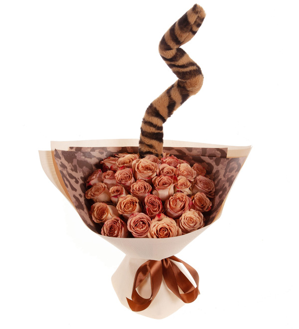 Bouquet-solo of roses Cappuccino (15,25,35,51,75 or 101) – photo #4