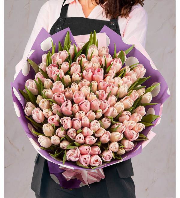 Букет-соло Розовые тюльпаны (25,51,75 или 101) – фото № 1