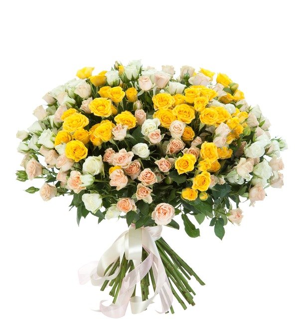 Букет из 51 кустовой розы Крем-брюле BR2409 MON – фото № 1