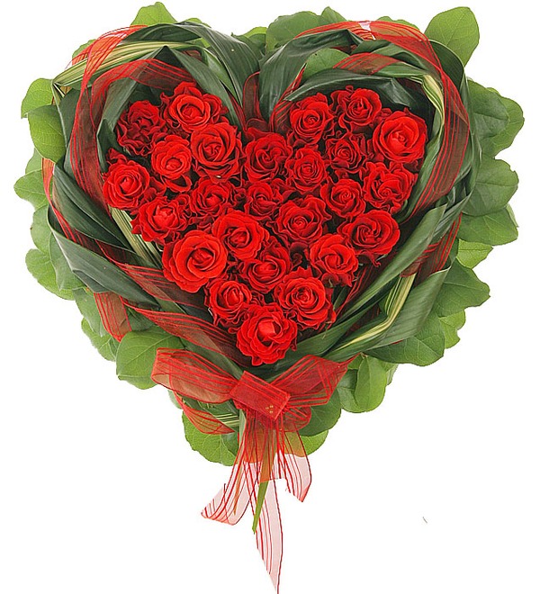Композиция Сердце в подарок (25 или 51 роза) – фото № 2