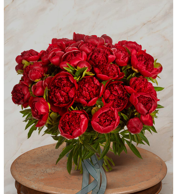 Bouquet-solo of Red Charm peonies (15,25,35,51,75 or 101) – photo #1