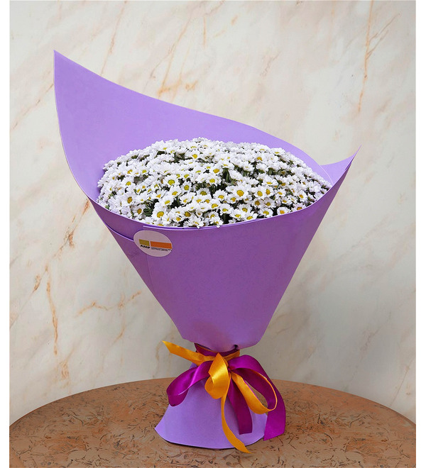 Bouquet-solo of white Santini chrysanthemums (15,25,35,51,75 or 101) – photo #1