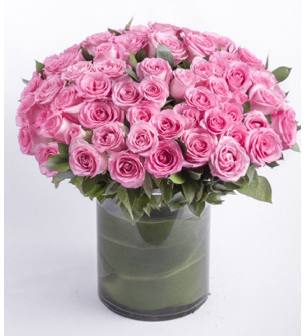 Букет из розовых роз в вазе СY902 SAN – фото № 1