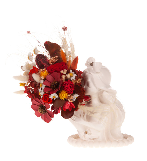 Composition of stabilized flowers and dried flowers Girl with a bouquet – photo #4