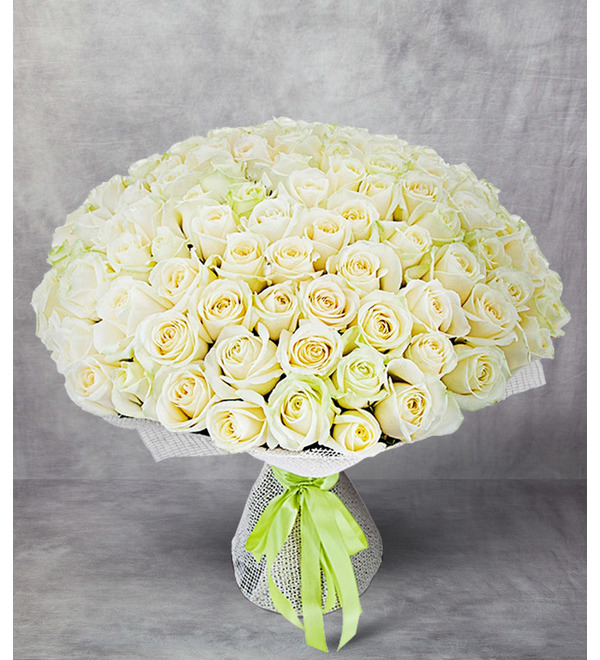 Bouquet of 101 White Roses White Sun BR202 NOR – photo #1