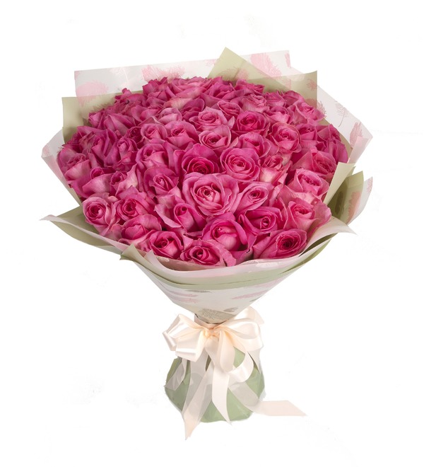 Букет-соло Розовые розы (15,25,35,51,75,101 или 151) MCS19 SAN – фото № 5