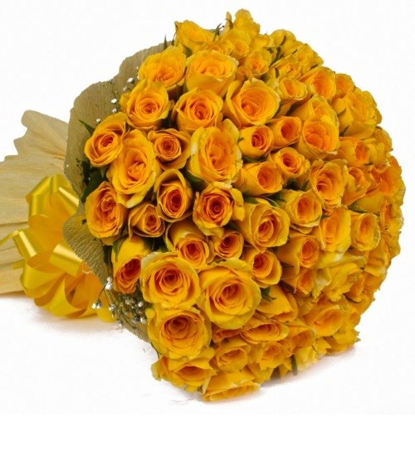 101 Yellow Roses Bouquet with Tissue Packing gaifl0406 BOM – photo #1