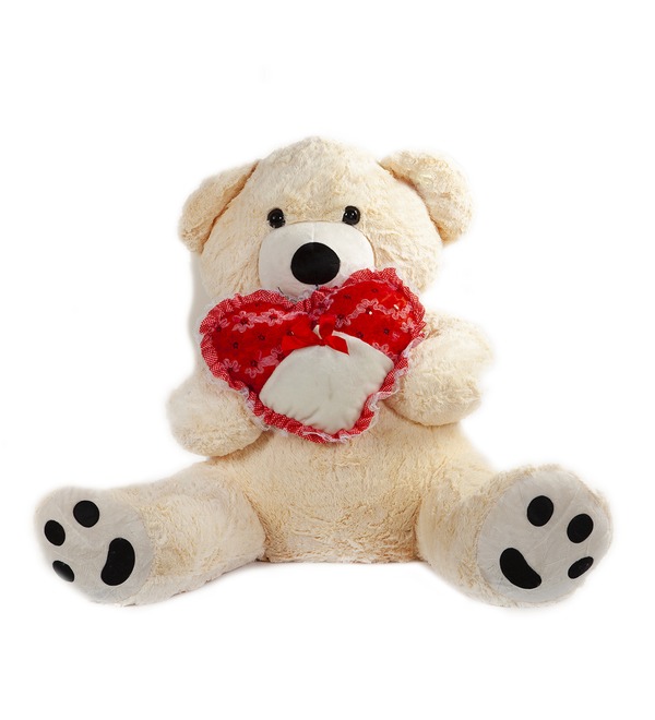 Soft toy Bear in a scarf with a heart (90 cm) – photo #1