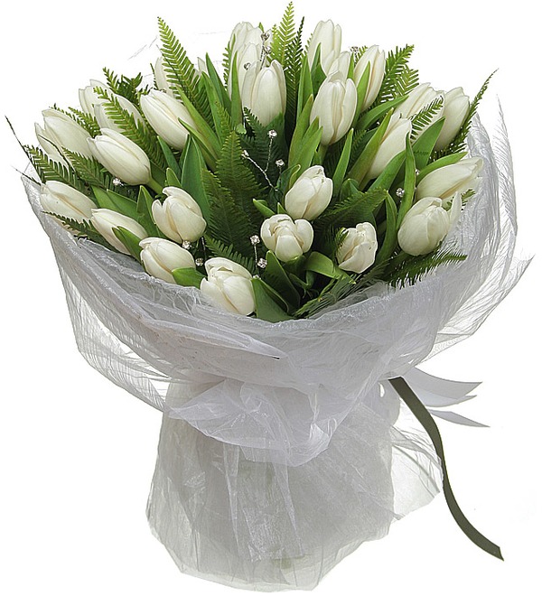Букет из белых тюльпанов Снежное лето UA Wn2060 IZM – фото № 3