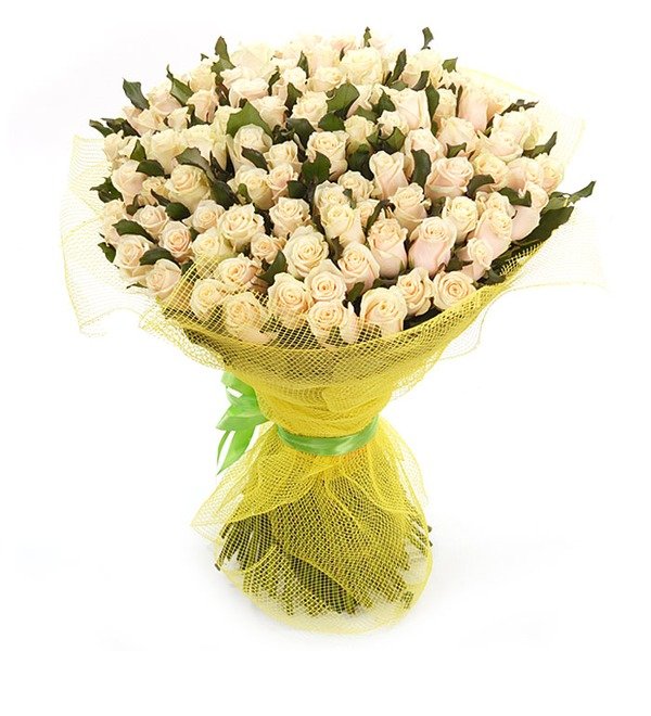 101 Cream Roses Bouquet Royal Gift BG BR103 STA – photo #3