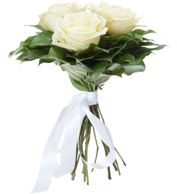 Bouquet of 3 white roses RBR110 KON – photo #2