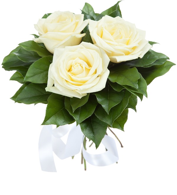 Bouquet of 3 white roses RBR110 CHE – photo #1
