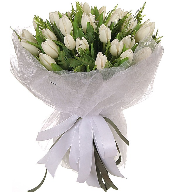 Букет из белых тюльпанов Снежное лето UA Wn2060 NOV – фото № 2