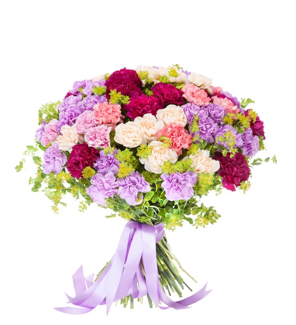 Bouquet of 51 multi-colored carnations with greens Talent BC3802 SAN – photo #4