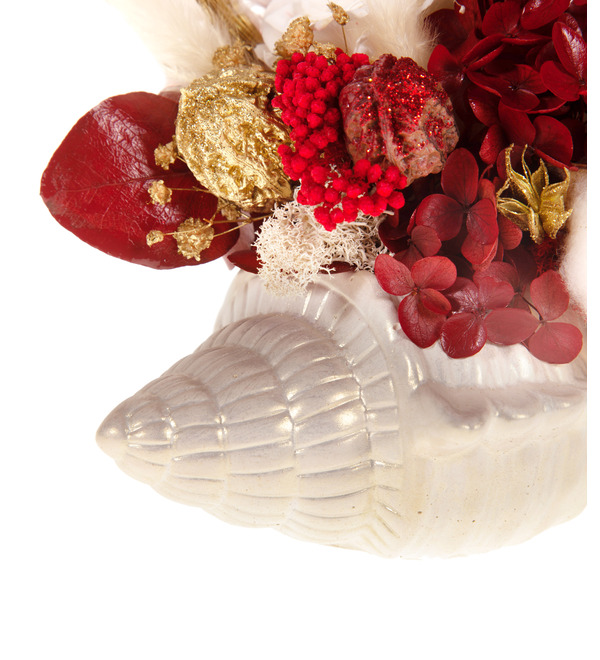 Composition of stabilized flowers and dried flowers Golden shell – photo #2