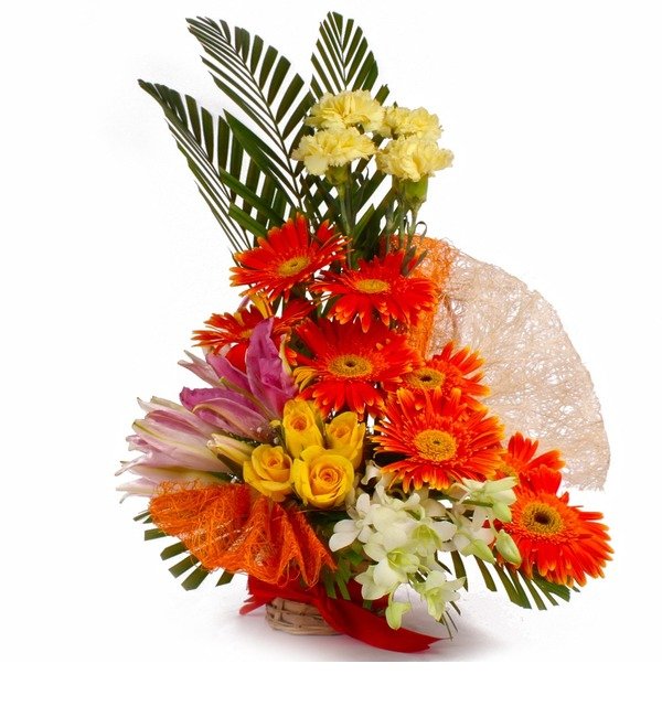 Композиция в корзине из сезонных экзотических цветов. GAIFL0704 ANA – фото № 1
