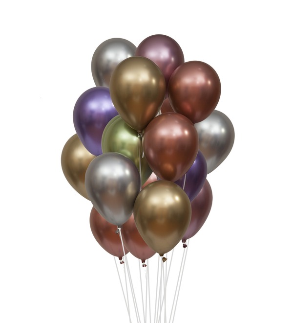 Bouquet of balloons Chrome. Mirror shine (15 or 31 balloons) – photo #1