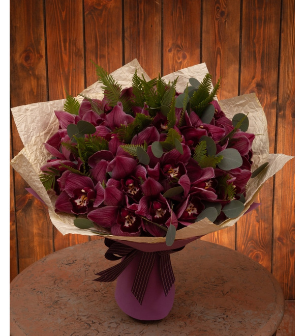 Bouquet-solo of red orchids (15,25,35,51,75 or 101) – photo #1